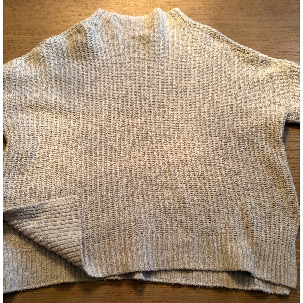 Rachel Zoe Womens Light Blue Grey Mock Neck Balloon Sleeve Chunky Knit Sweater L - Picture 10 of 13